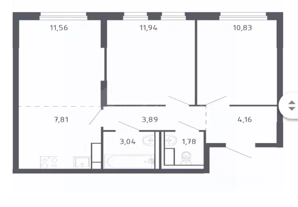 2-к кв. Тюменская область, Тюмень ул. Юрия Рогачева, 11к2 (55.01 м) - Фото 1
