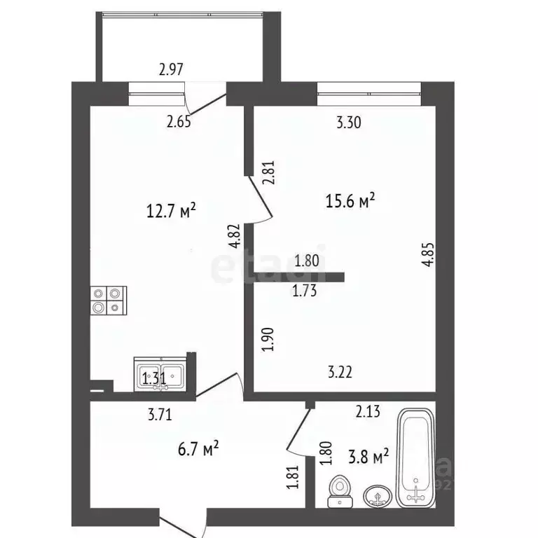 1-к кв. Тамбовская область, Тамбов Советская ул., 190Вк1 (38.8 м) - Фото 1