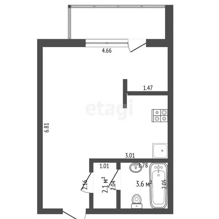 Квартира-студия: Тюмень, улица Ю.-Р.Г. Эрвье, 30к4 (31 м) - Фото 1