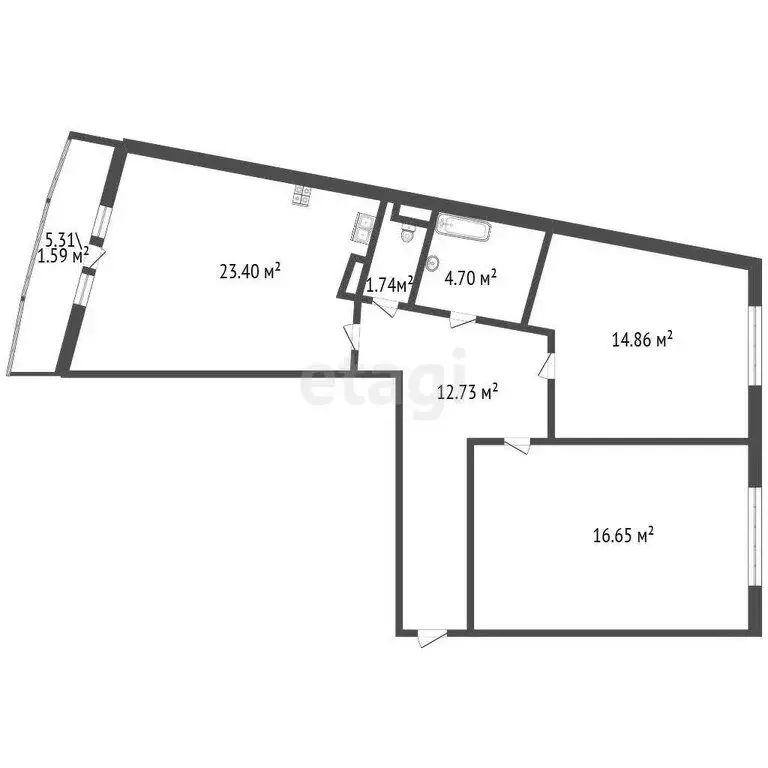2-комнатная квартира: Санкт-Петербург, Балтийский бульвар, 4 (74 м) - Фото 1