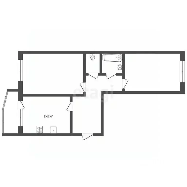 2-к кв. Тюменская область, Тюмень Антипино мкр, ул. Беловежская, 7 ... - Фото 1