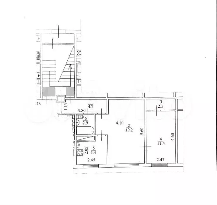2-к. квартира, 45,6 м, 1/5 эт. - Фото 0