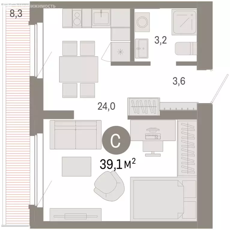 Квартира-студия: Екатеринбург, микрорайон Академический, 19-й квартал, ... - Фото 2