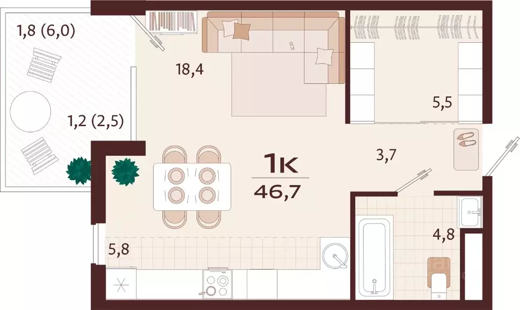 1-к кв. Крым, Ялта ул. Спендиарова, 5 (46.7 м) - Фото 1