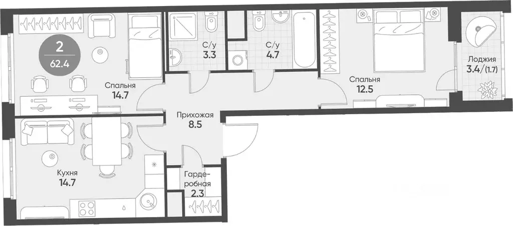 2-к кв. Новосибирская область, Кольцово рп Счастье в Кольцово жилой ... - Фото 2
