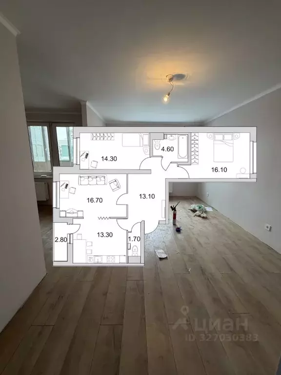 3-к кв. Санкт-Петербург ул. Кустодиева, 3к2 (82.0 м) - Фото 1