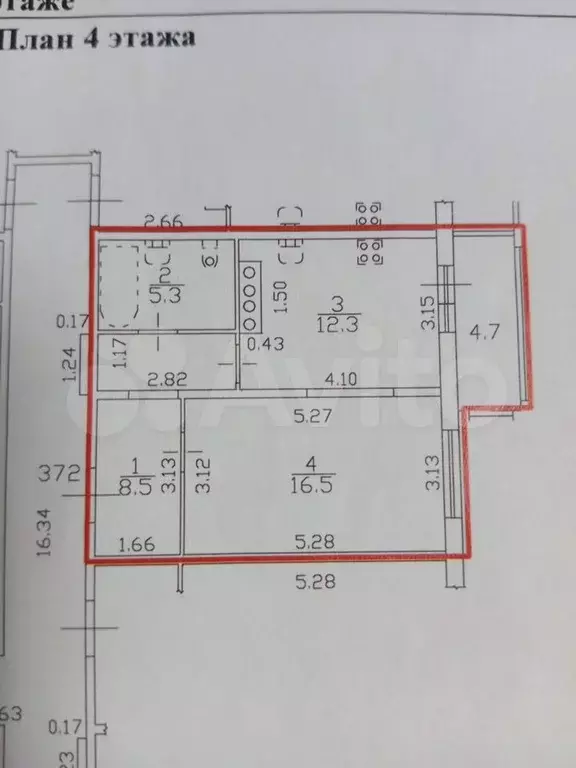 1-к. квартира, 49 м, 4/10 эт. - Фото 0