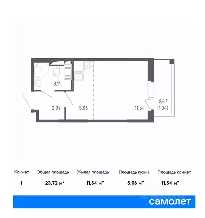 студия санкт-петербург сандэй жилой комплекс, 7.2 (23.72 м) - Фото 0