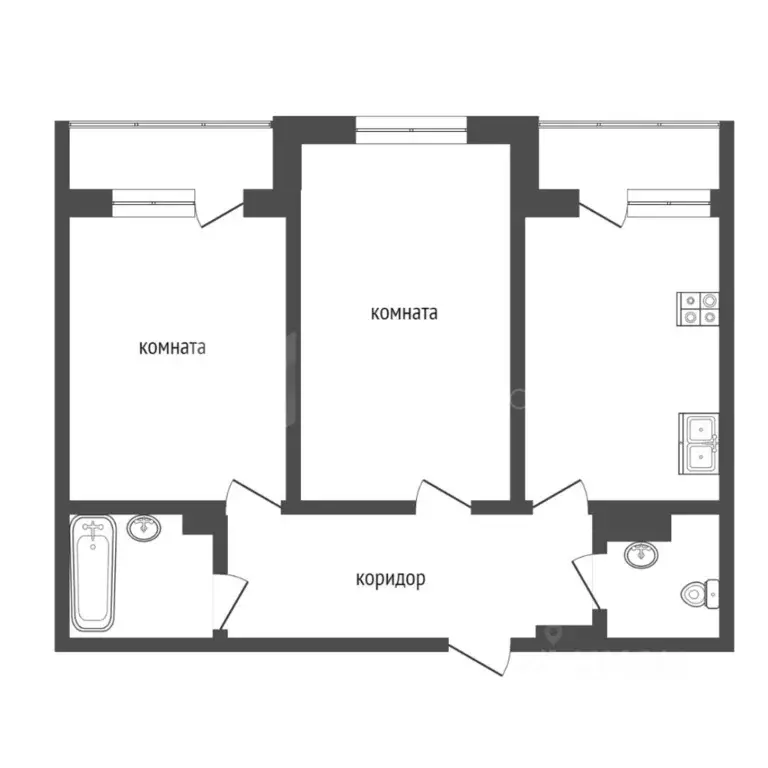 2-к кв. Тюменская область, Тюмень ул. Ю.-Р.Г. Эрвье, 26 (60.2 м) - Фото 2