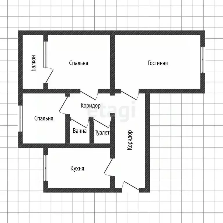 3-к кв. Курская область, Курск ул. Крюкова, 16Г (60.5 м) - Фото 1