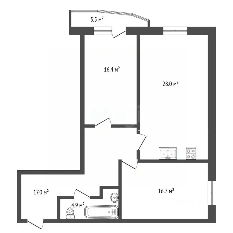 3-к кв. Архангельская область, Архангельск Воскресенская ул., 59 (83.0 ... - Фото 2