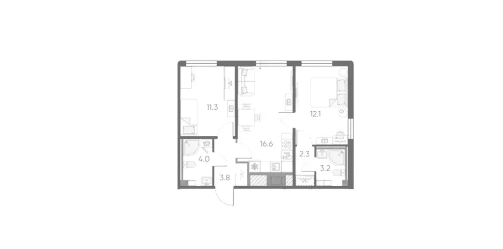 Продаётся 2-к квартира, 53.3 м - Фото 0
