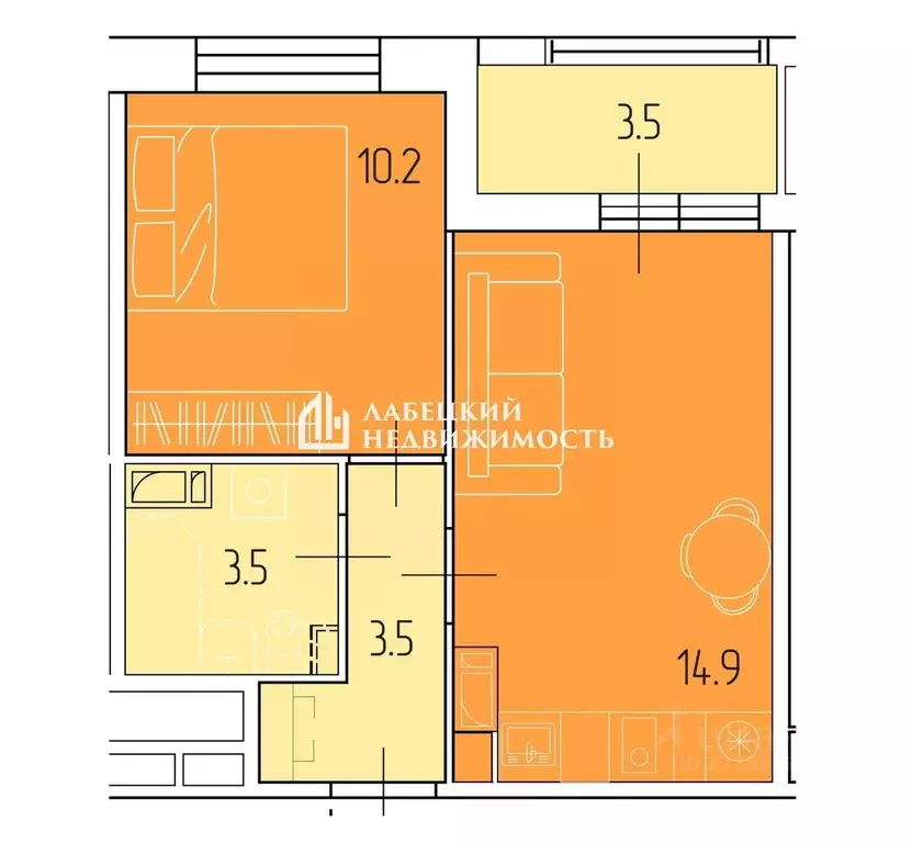 2-к кв. Санкт-Петербург Уральская ул., 25 (32.1 м) - Фото 2