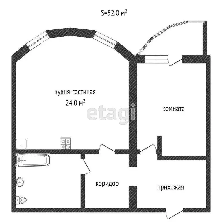 1-комнатная квартира: Тюмень, улица Циолковского, 20А (52 м) - Фото 2