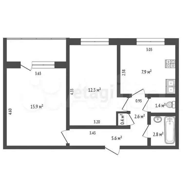 2-к. квартира, 51 м, 2/9 эт. - Фото 0