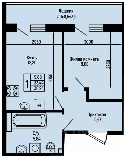 1-к кв. Краснодарский край, Туапсинский муниципальный округ, с. Небуг ... - Фото 0