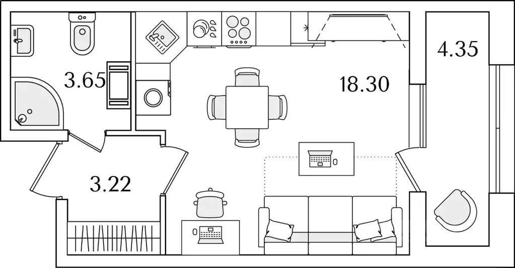 студия санкт-петербург полюстрово тер, (27.35 м) - Фото 0