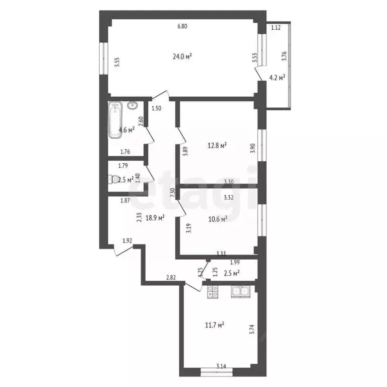 3-к кв. Башкортостан, Стерлитамак ул. Строителей, 63 (87.6 м) - Фото 2