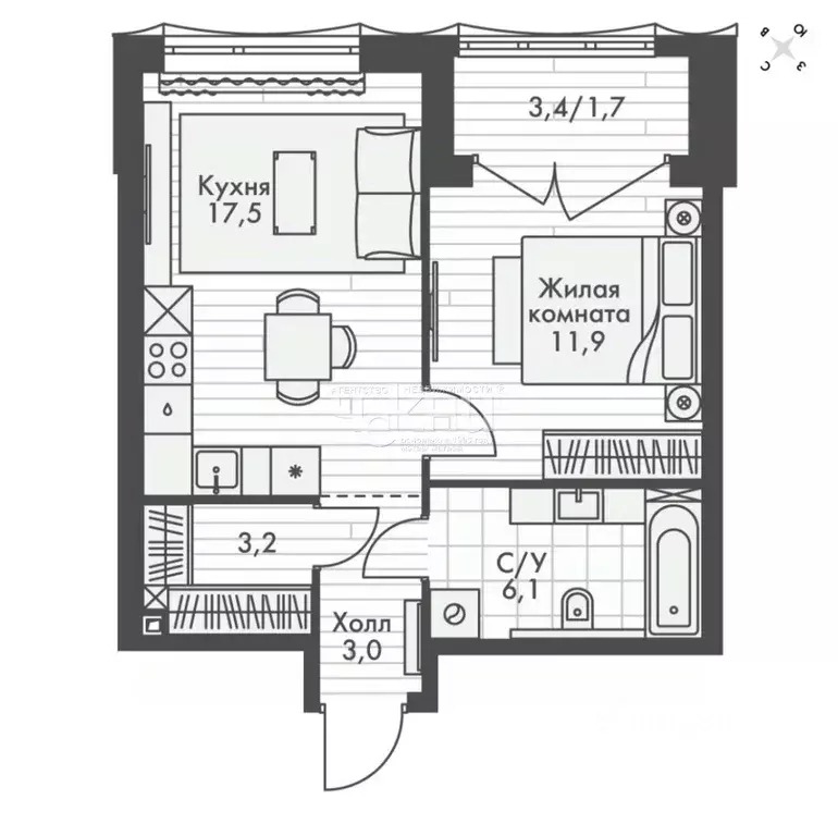 1-к кв. Нижегородская область, Нижний Новгород Черниговская ул. (43.4 ... - Фото 2