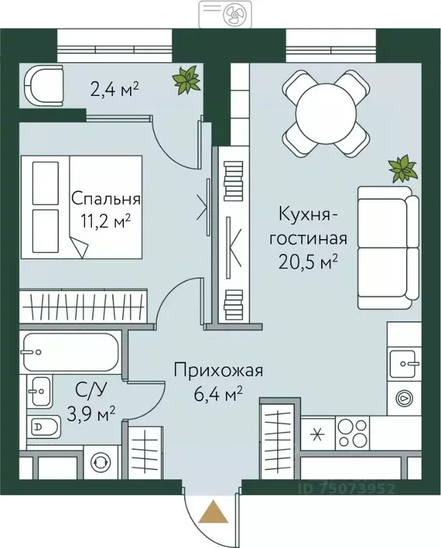 1-к кв. Волгоградская область, Волгоград Новосибирская ул., 74с1 (44.4 ... - Фото 0