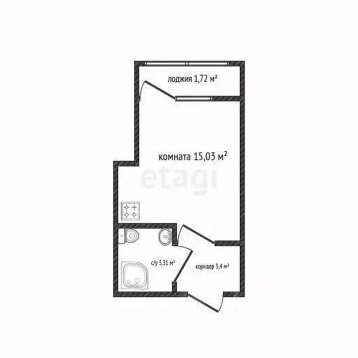 Студия Адыгея, Майкоп ул. 12 Марта, 187к3 (23.46 м) - Фото 2