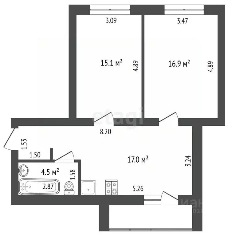 2-к кв. Самарская область, Самара Демократическая ул., 146А (57.8 м) - Фото 2