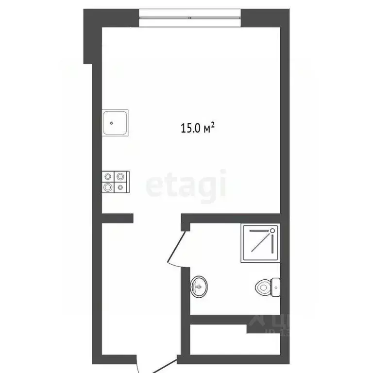 Студия Тюменская область, Тюмень Новгородская ул., 9Б (22.2 м) - Фото 1