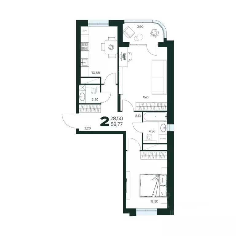 2-к кв. Московская область, Химки Сходня мкр, Первомайская ул., ... - Фото 1