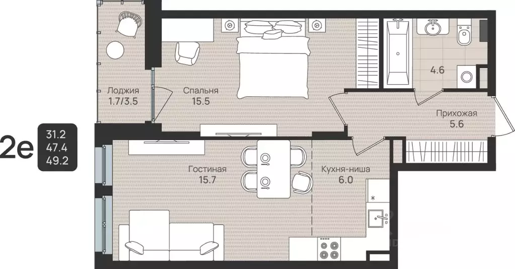 2-к кв. Пермский край, Пермь ул. Космонавта Беляева, 210 (49.2 м) - Фото 1