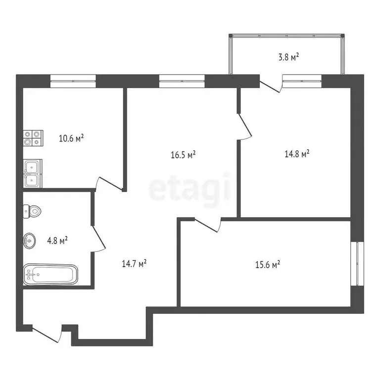 3-комнатная квартира: Новороссийск, улица Куникова, 5 (80.8 м) - Фото 0