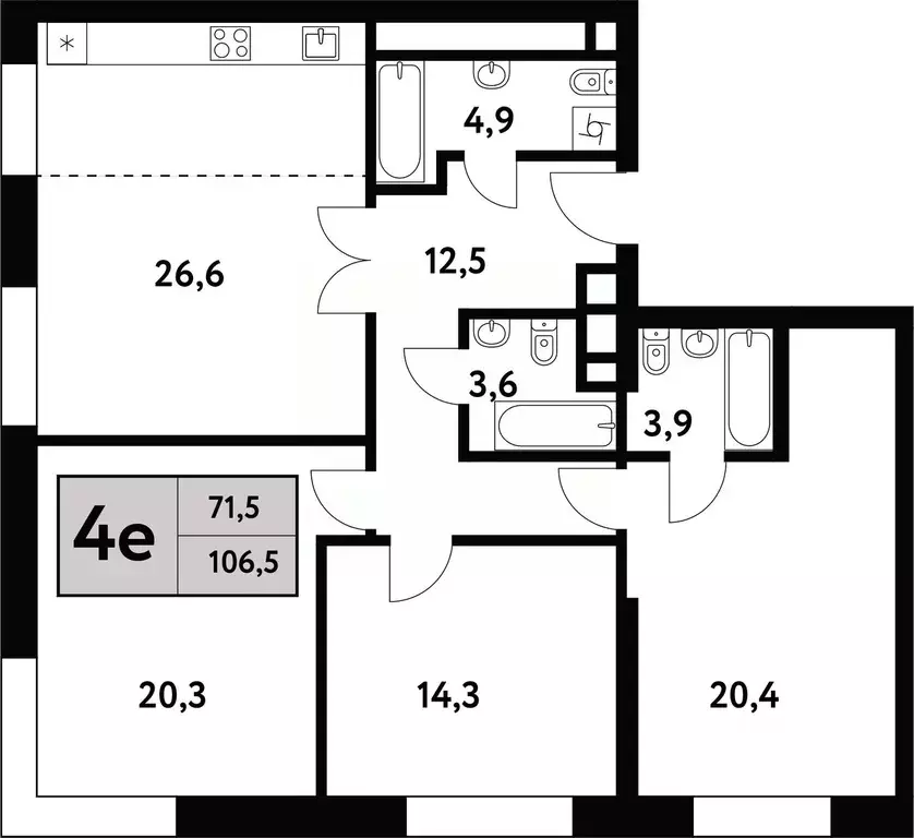 4-к кв. Москва Фестивальная ул., 15к24/1 (106.5 м) - Фото 0