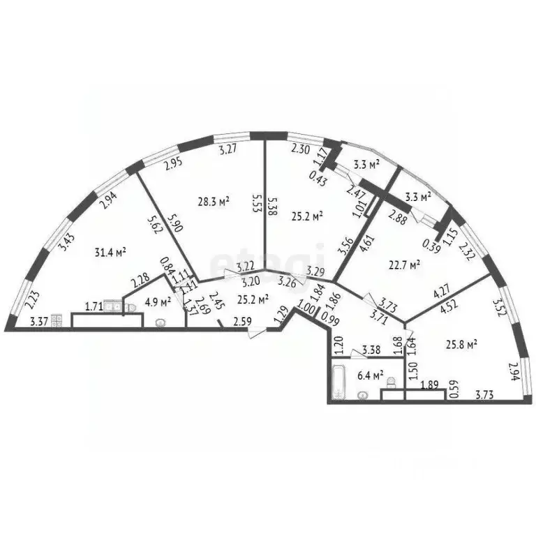 4-к кв. Санкт-Петербург просп. Энгельса, 93 (169.9 м) - Фото 2