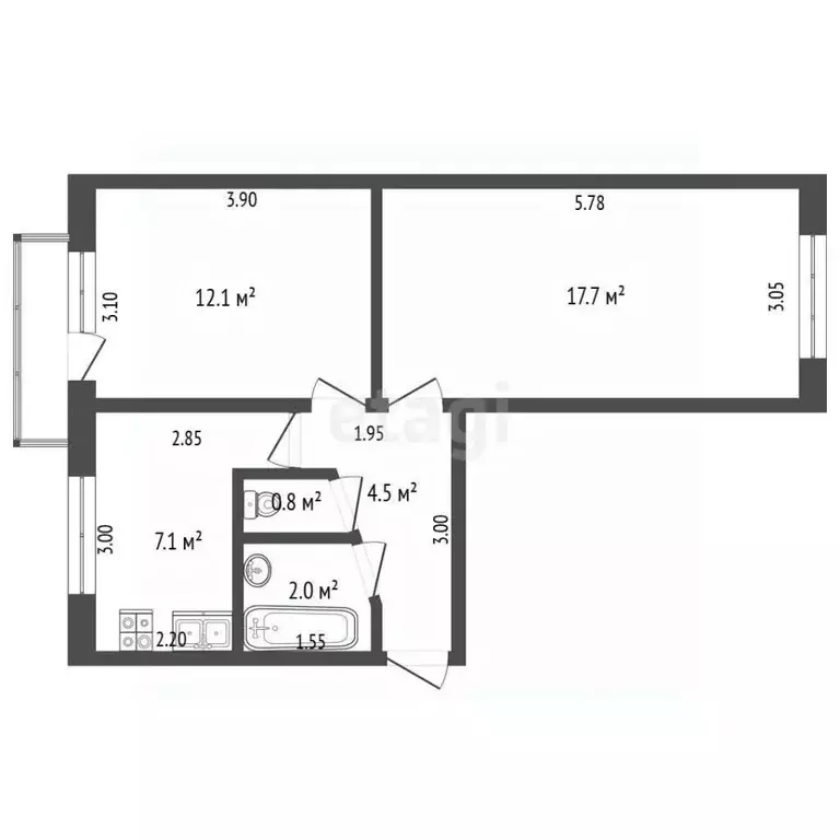 2-к кв. Мордовия, Рузаевка ул. Юрасова, 10 (44.2 м) - Фото 2