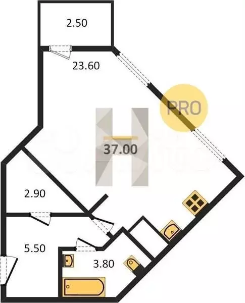 Квартира-студия, 37 м, 10/18 эт. - Фото 0