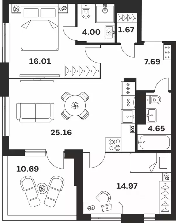 2-к кв. Тульская область, Тула ул. Богородицкая, 8В (77.35 м) - Фото 1