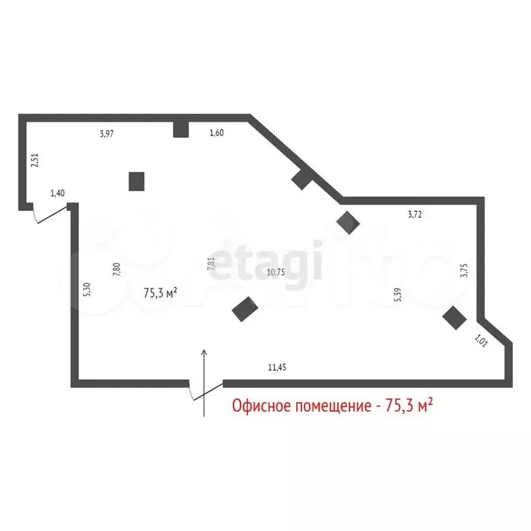 Продам офисное помещение, 75.3 м - Фото 0