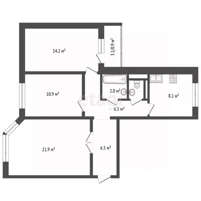 3-к кв. Москва Левобережная ул., 4к8 (72.5 м) - Фото 2
