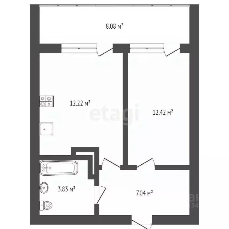 1-к кв. Тюменская область, Тюмень ул. Монтажников, 61 (34.9 м) - Фото 2