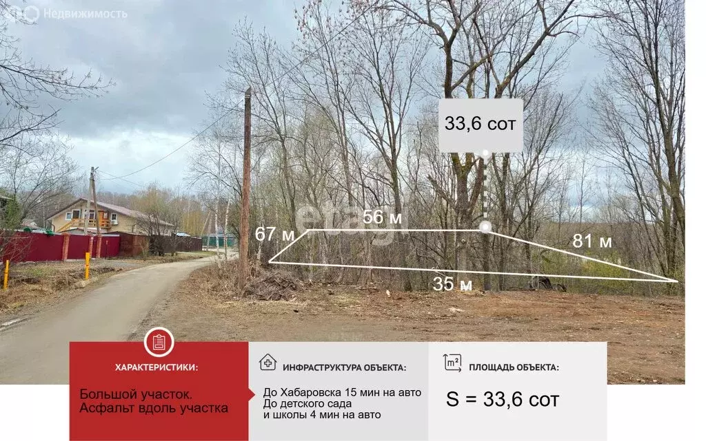 Участок в Хабаровск, Лесная улица (33.6 м) - Фото 1