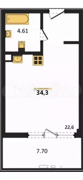 Студия Севастополь ул. Летчиков, 10к4 (40.0 м) - Фото 2