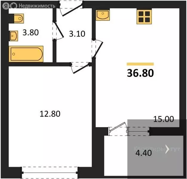 1-комнатная квартира: Воронеж, проспект Труда, 93 (36.8 м) - Фото 0