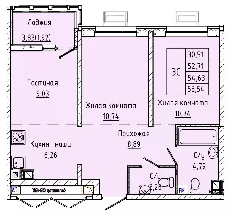 2-к кв. Ростовская область, Ростов-на-Дону ул. Текучева, 370/3 (54.63 ... - Фото 0
