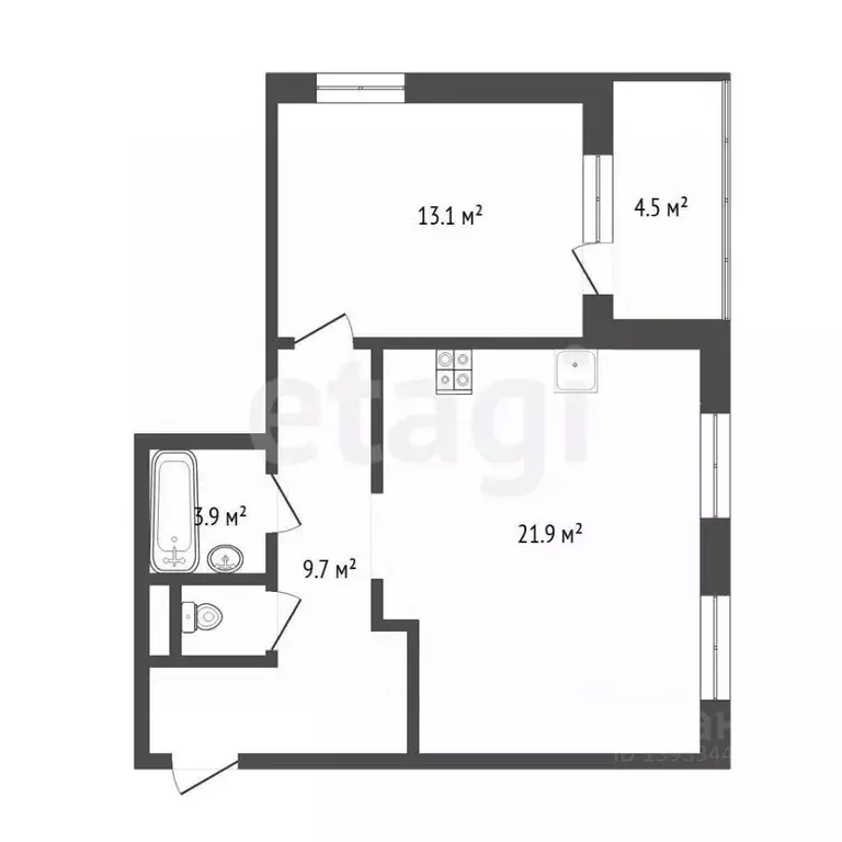 1-к кв. Тюменская область, Тюмень ул. Николая Зелинского, 5к2 (49.1 м) - Фото 1