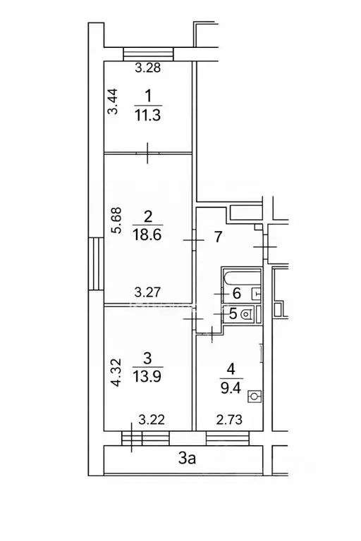 3-к кв. Москва Октябрьская ул., 42 (65.8 м) - Фото 2
