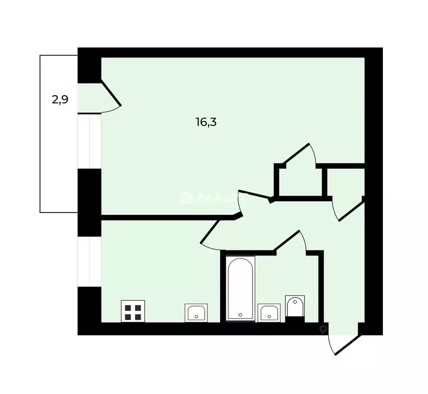 1-к кв. Санкт-Петербург ул. Матроса Железняка, 53 (30.8 м) - Фото 2