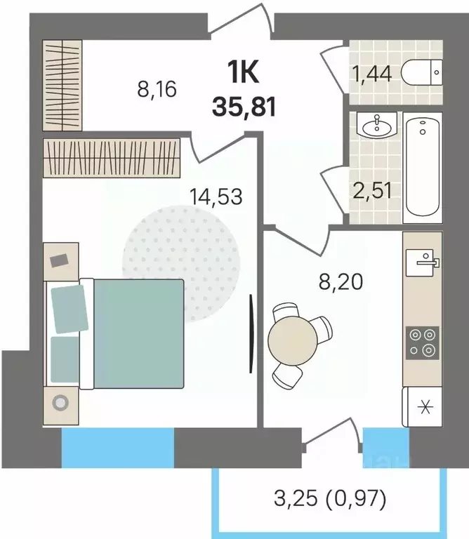 1-к кв. Пермский край, Пермский муниципальный округ, с. Култаево ул. ... - Фото 1