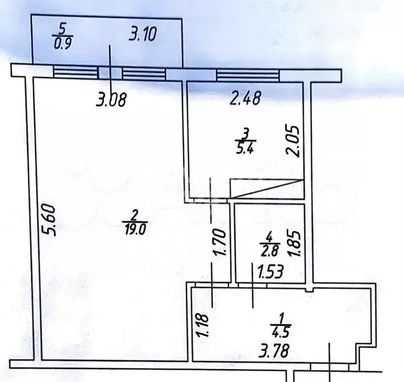 1-к. квартира, 31,7 м, 2/5 эт. - Фото 0