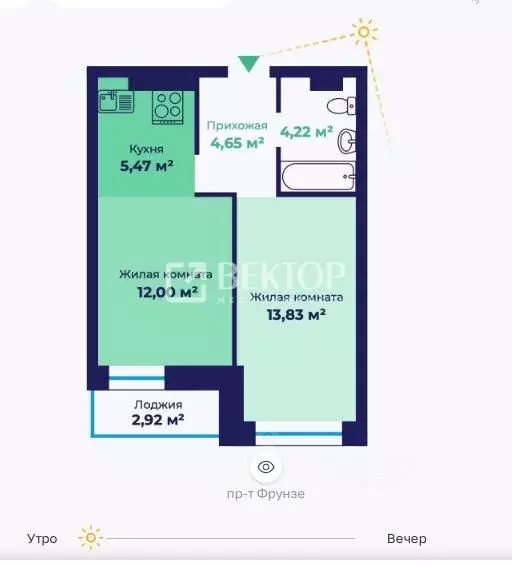 2-к кв. Ярославская область, Ярославль пос. Сокол, 31 (41.63 м) - Фото 1