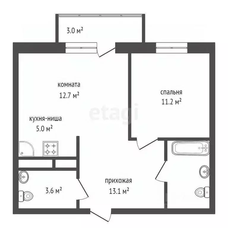 2-к кв. Красноярский край, Красноярск Свободный просп., 66Рк1 (47.6 м) - Фото 2