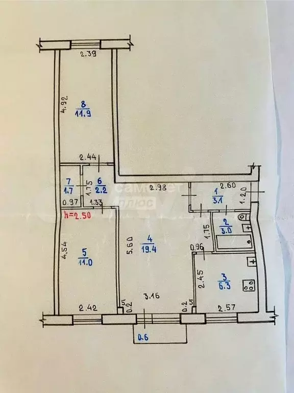 3-к. квартира, 59,2 м, 4/5 эт. - Фото 0